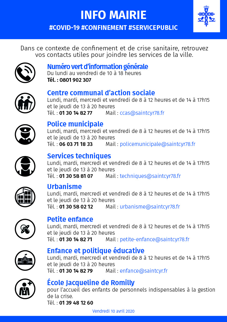 #CONTACTS : toutes les permanences assurées par la Ville